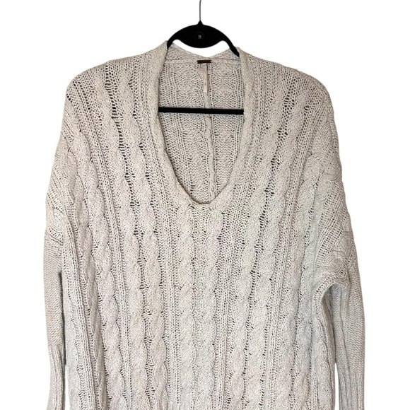 Free People Easy Cable Knit Sweater- Cream- Size Small - Picture 3 of 13